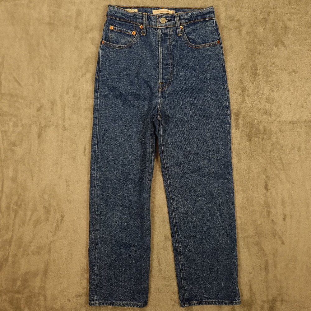 Levi's jeans Ribcage Straight Ankle women's 27 stonewash blue denim red tab